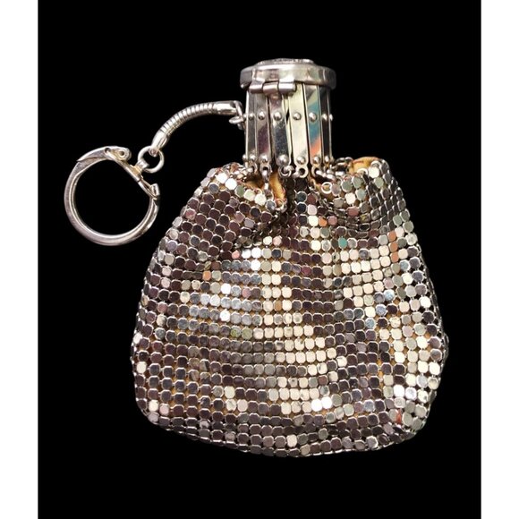 Handbags - Vintage Silver Mesh Expandable Accordion Opening Keychain Chatelaine Coin Purse